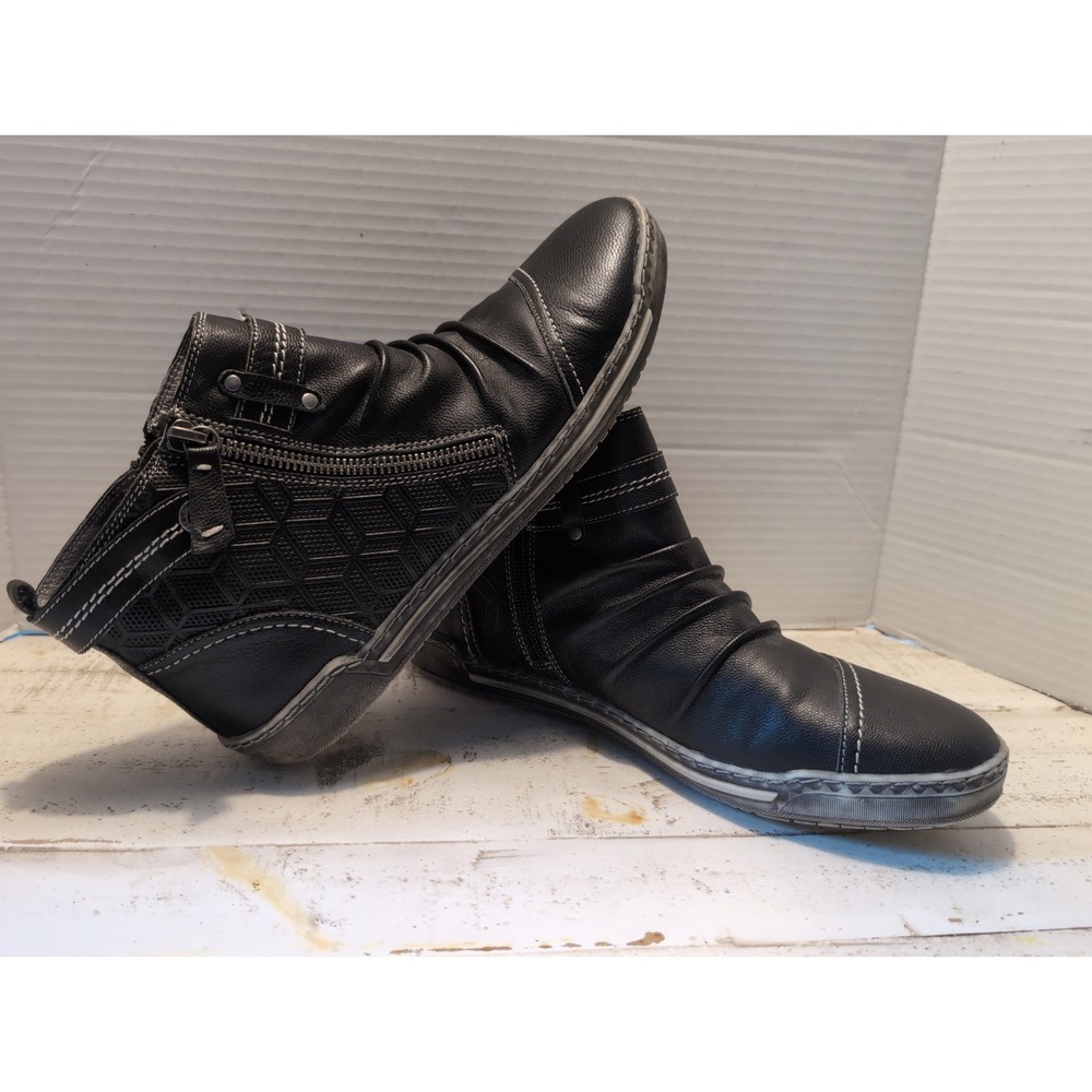 Biza Kinetic Moto Ankle Boot Women's Black Side Zipper Size 10
